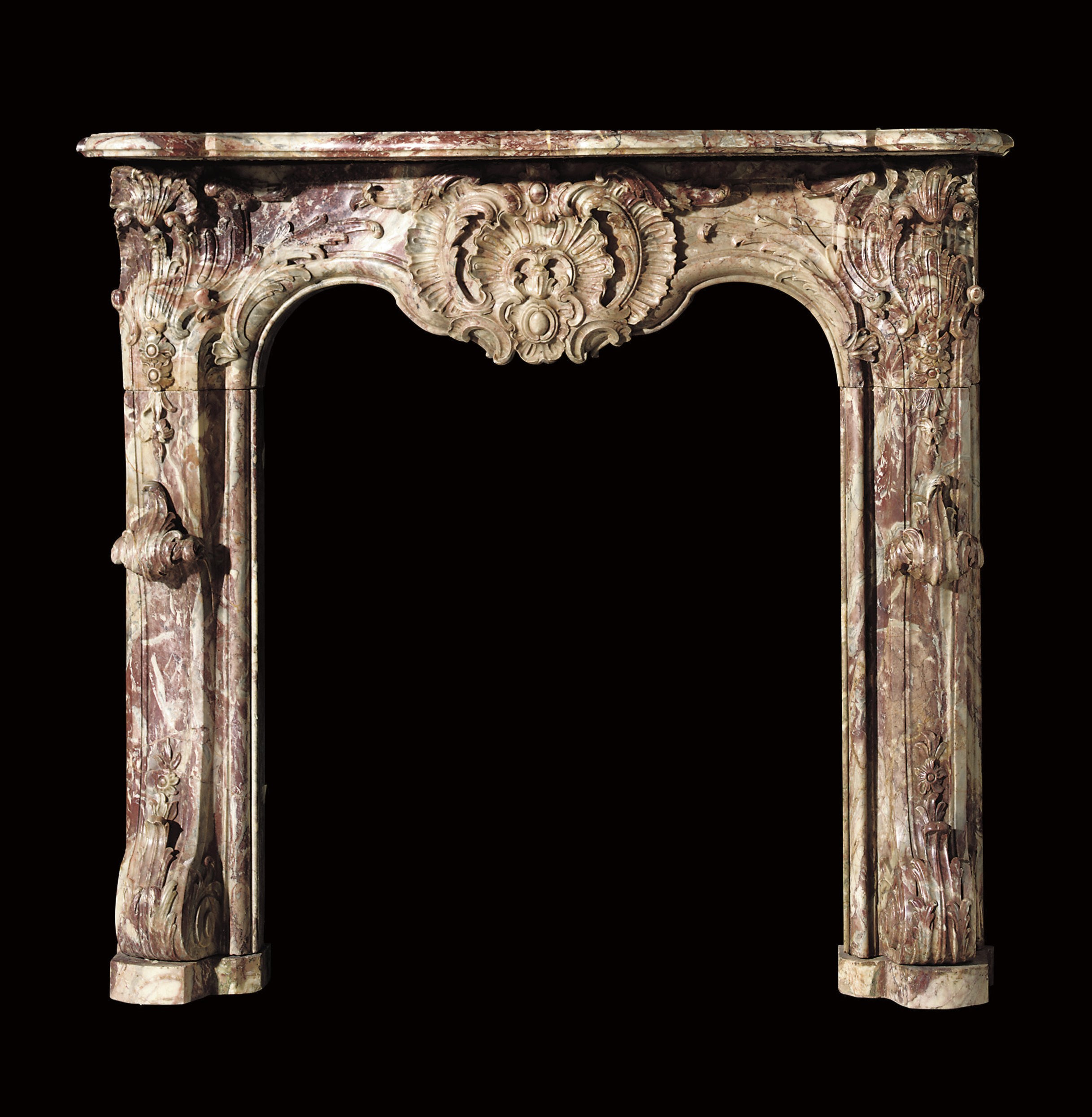 A LOUIS XV RANCE ROYAL MARBLE CHIMNEY PIECE