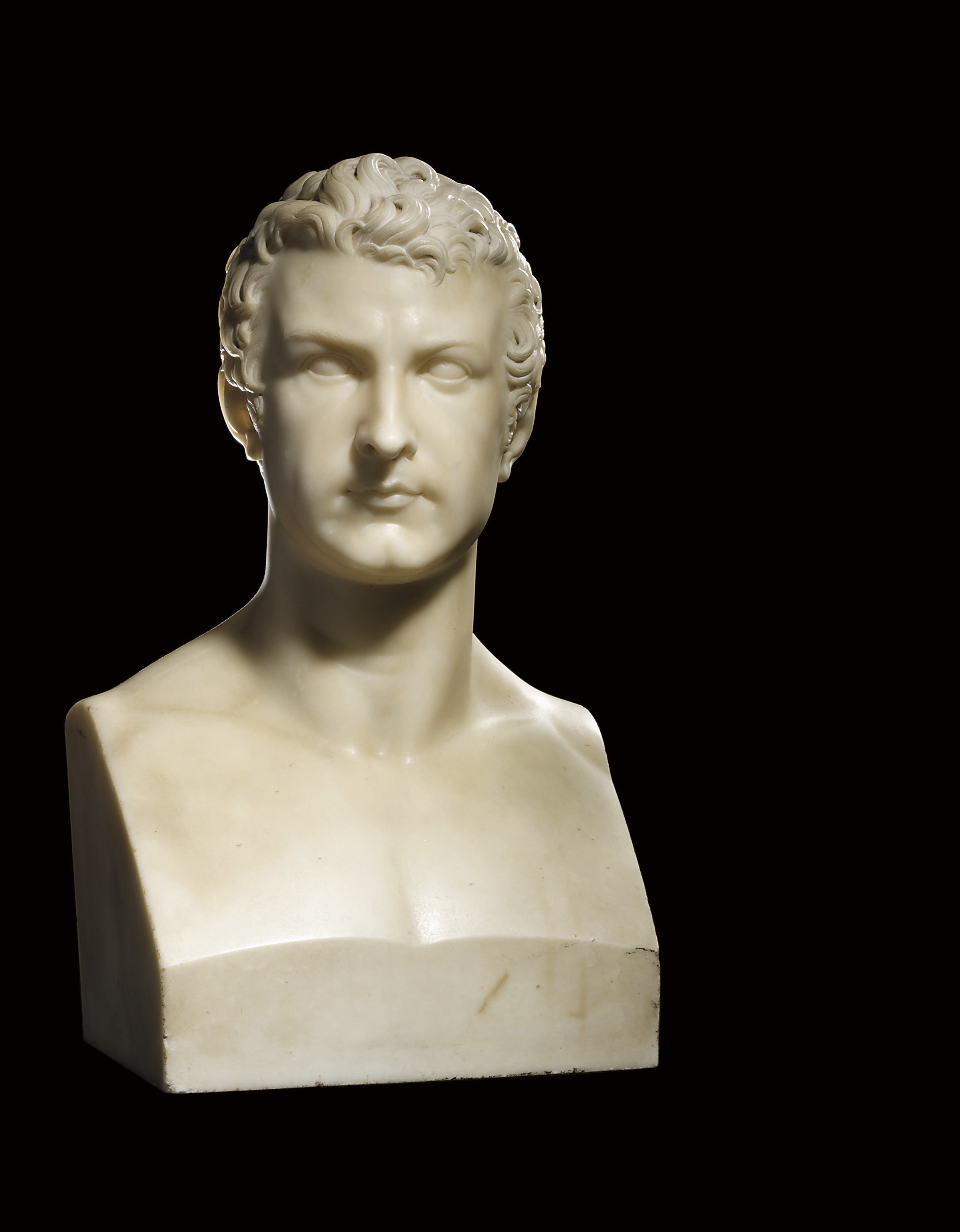 A CARVED MARBLE HERM BUST OF A GENTLEMAN