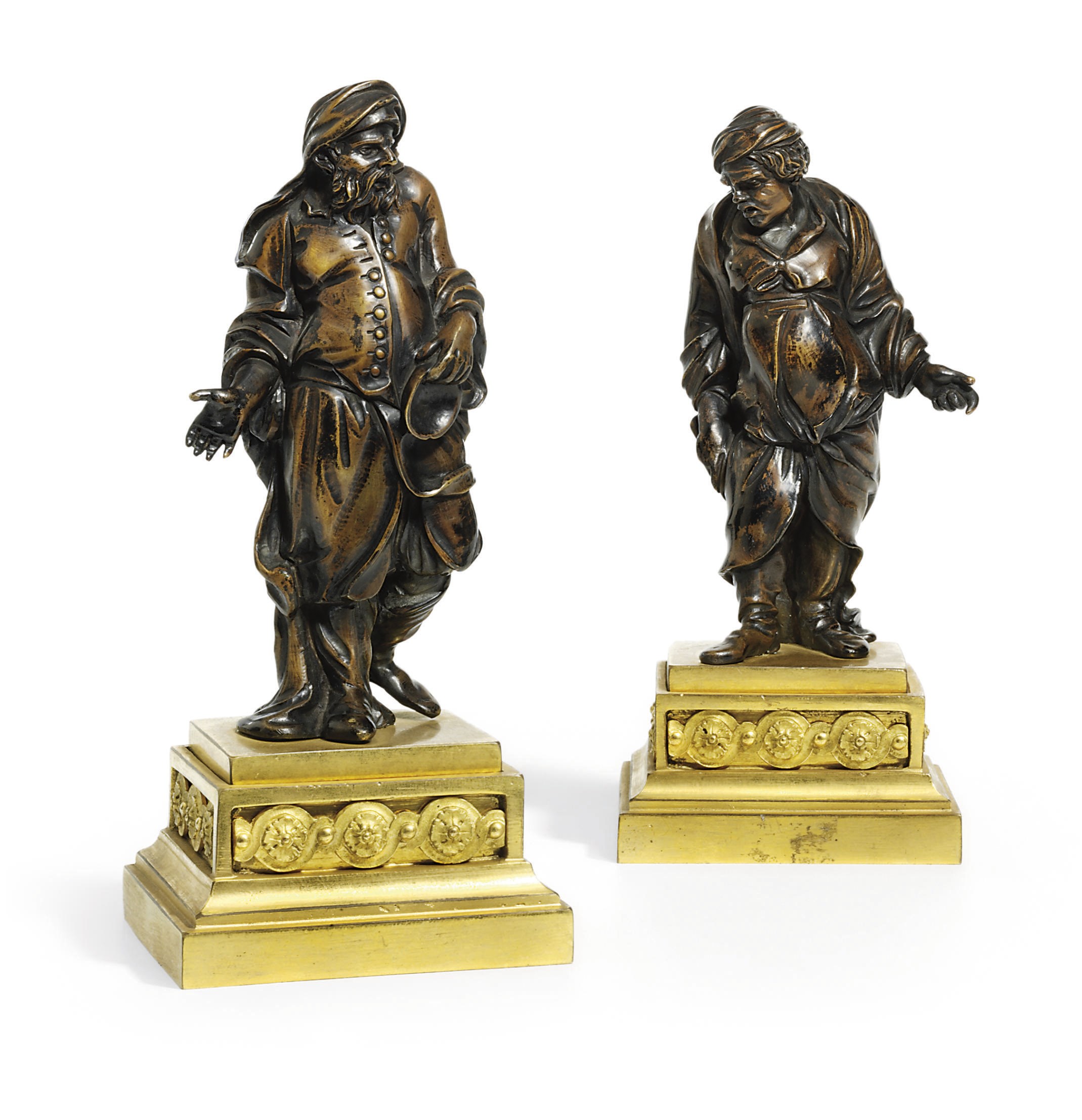 A PAIR OF BRONZE FIGURES OF AESOP AND DIOGENES