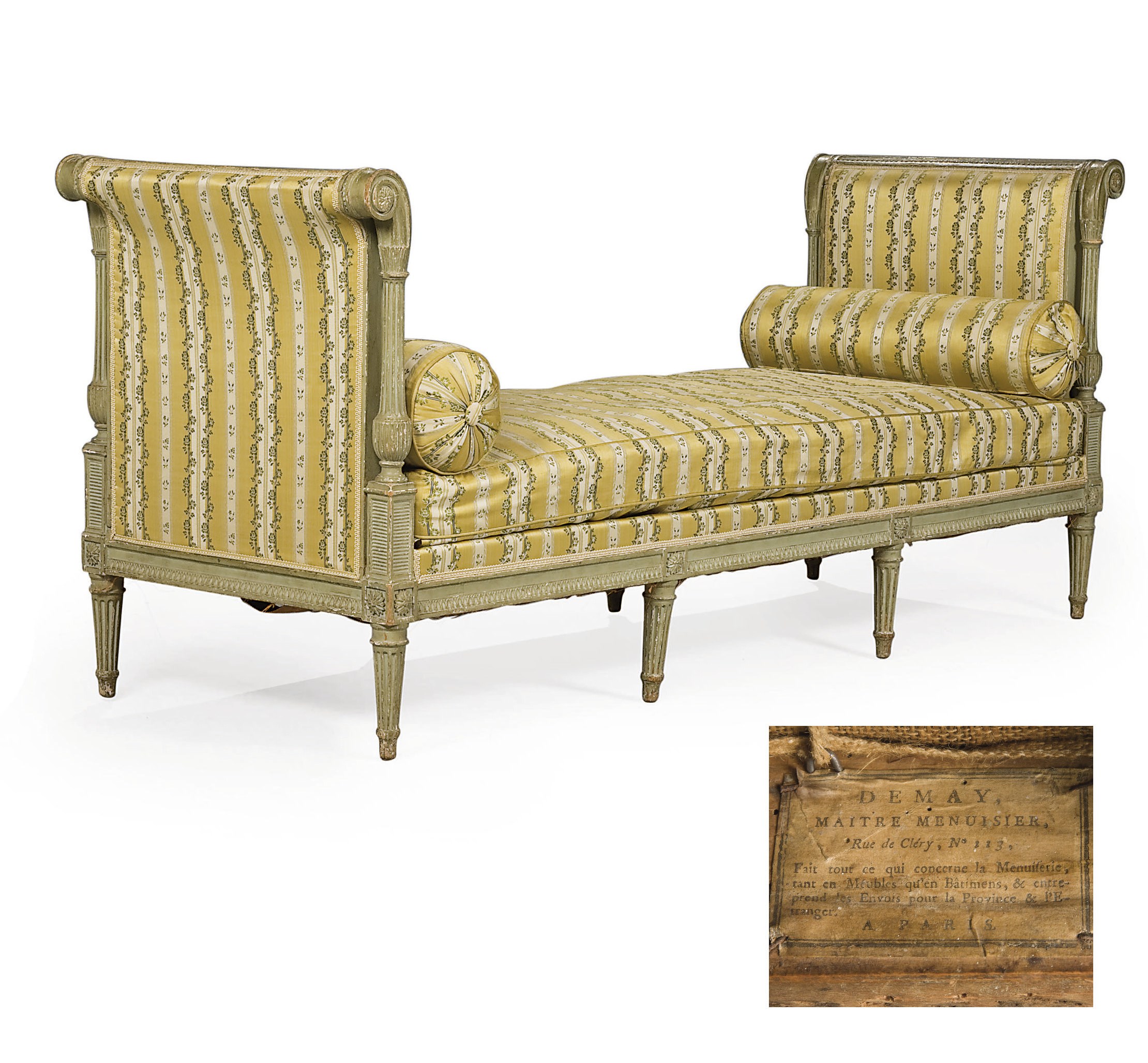 A LOUIS XVI GREY-PAINTED DAYBED