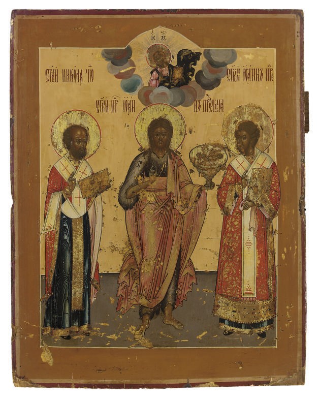 ST. JOHN THE BAPTIST WITH ST. NICHOLAS AND ST. JOHN (OF DAMASCUS?)