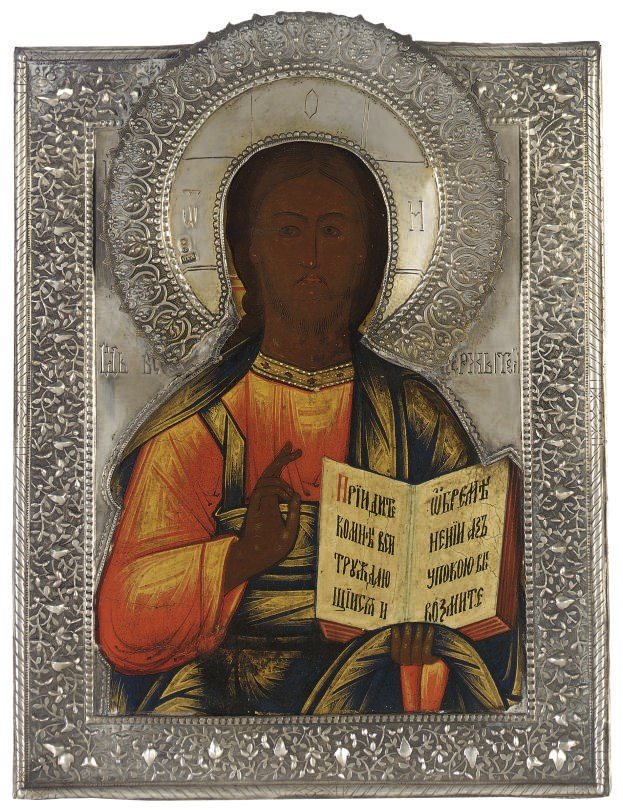 CHRIST PANTOKRATOR WITH A SILVER OKLAD