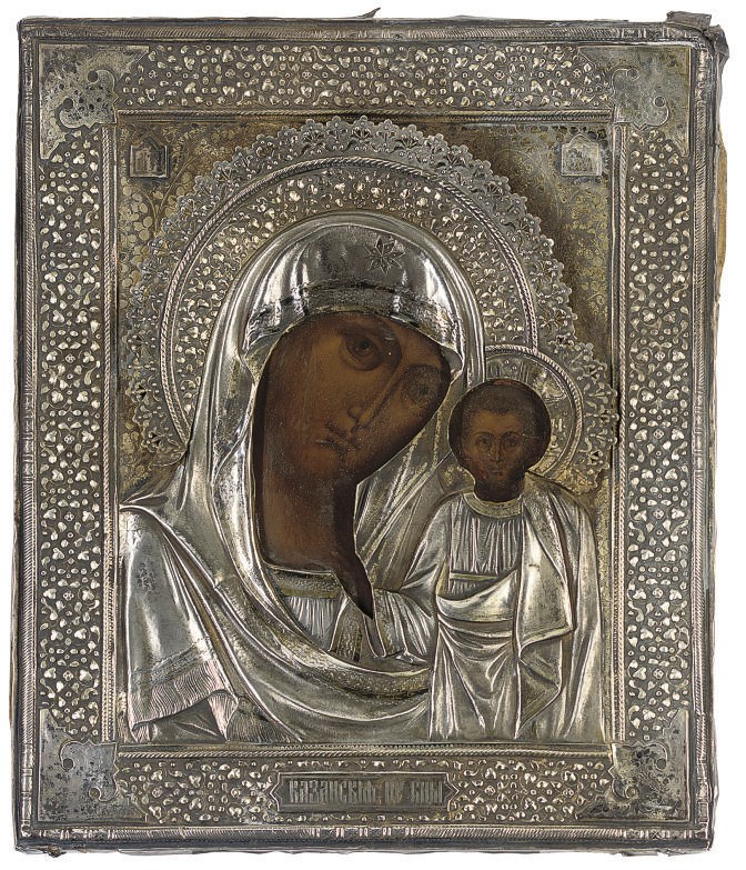 THE MOTHER OF GOD OF KAZAN WITH A PARCEL-GILT OKLAD