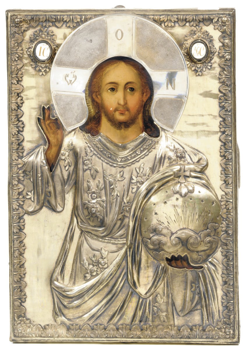 CHRIST PANTOKRATOR "KING OF KINGS" WITH A SILVER OKLAD INCLUDING BOSSES