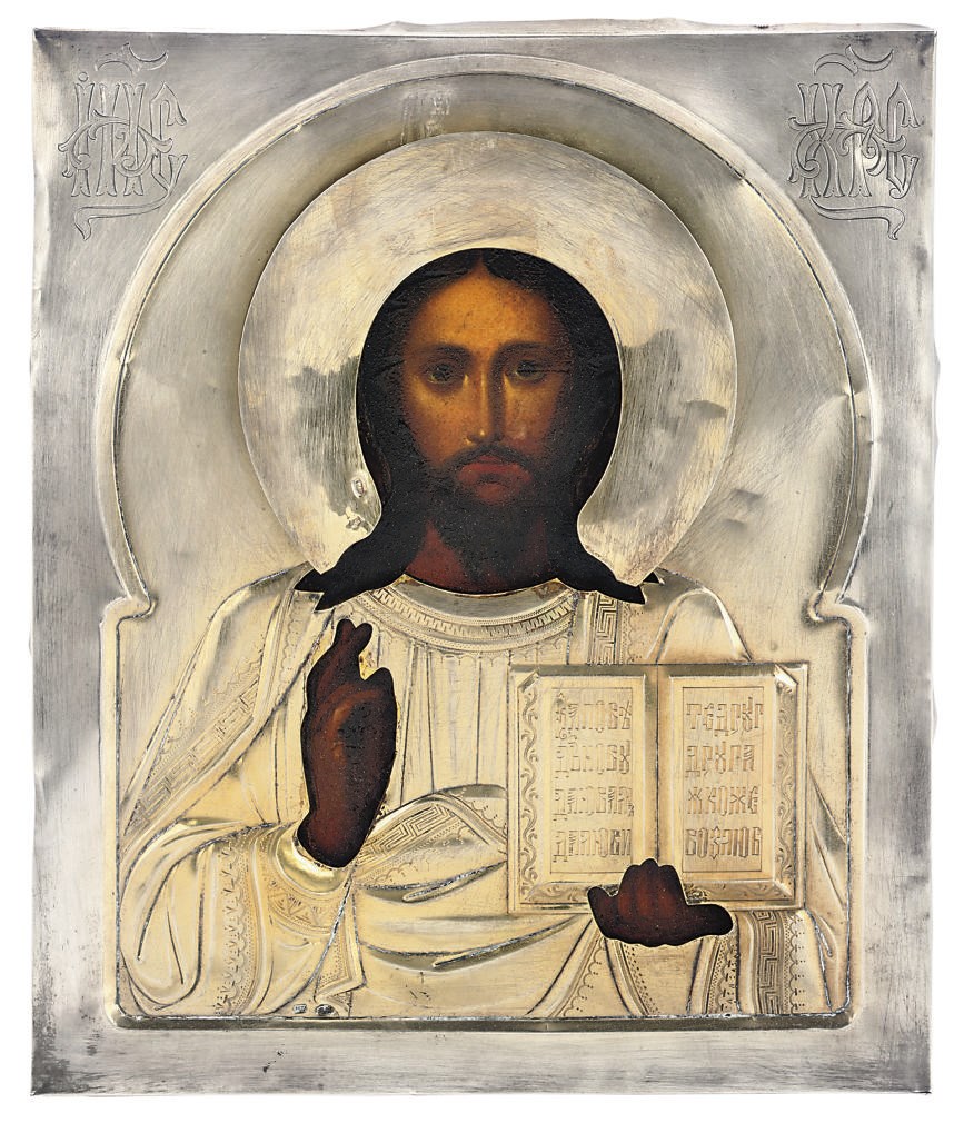 CHRIST PANTOKRATOR WITH A SILVER-GILT OKLAD