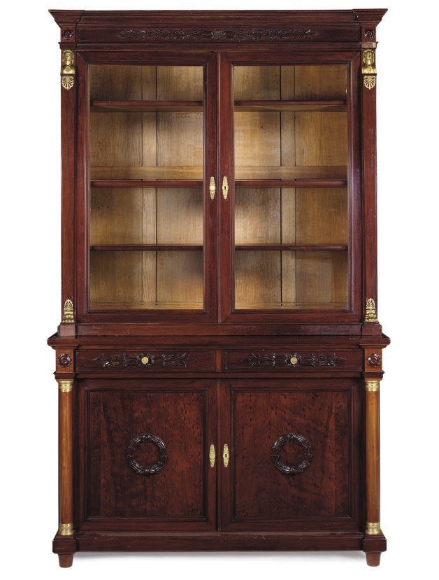 A RESTAURATION GILT-METAL MOUNTED MAHOGANY CABINET