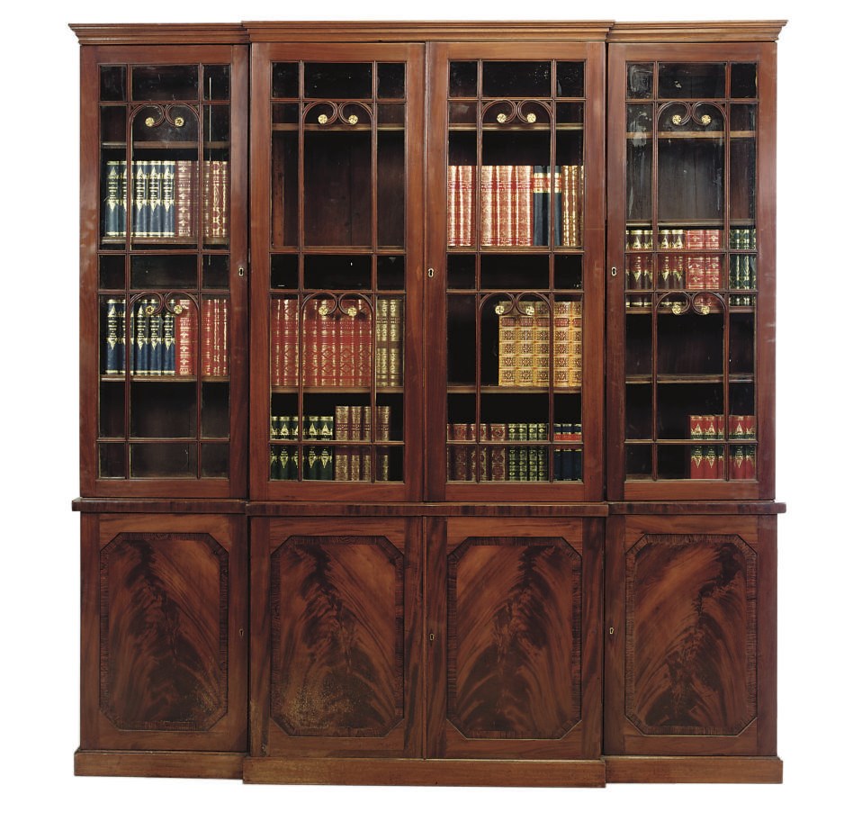 A MAHOGANY BREAKFRONT BOOKCASE