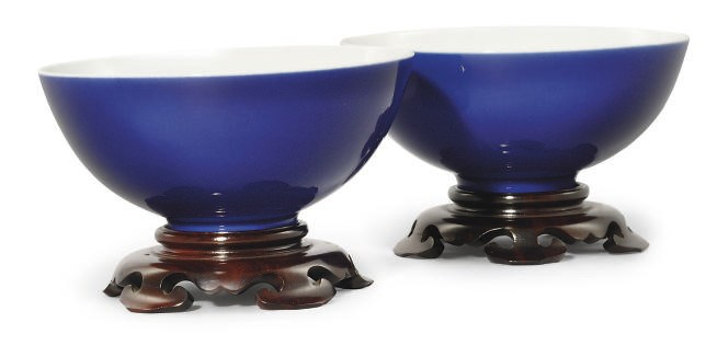 A PAIR OF CHINESE BLUE GLAZED BOWLS