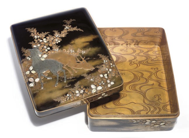 A JAPANESE BUNKO BAKO [DOCUMENT BOX] WITH SIGNATURE HOKKYO KORIN