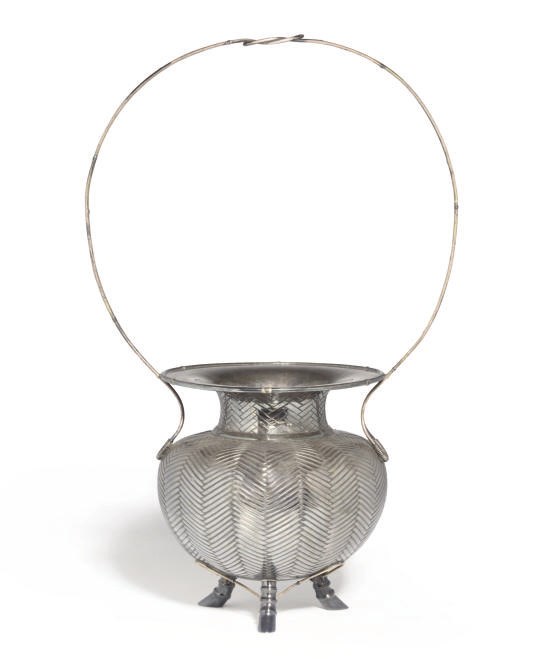 A JAPANESE SILVER FLOWER VASE, STAMPED MIYAMOTO