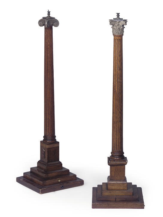 TWO OAK SILVERED BRONZE MOUNTED TABLE LAMPS