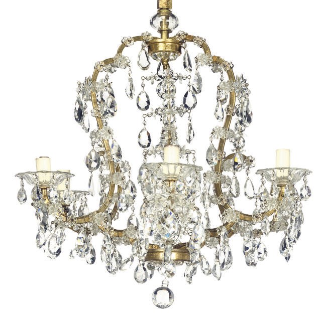 TWO GERMAN GLASS LOBMEYER CHANDELIERS