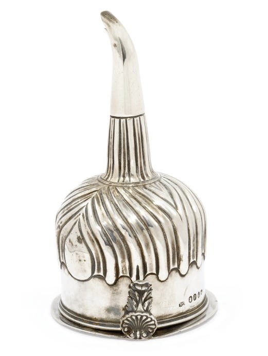 A GEORGE III SILVER WINE FUNNEL