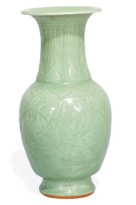 A CHINESE CELADON BALUSTER VASE