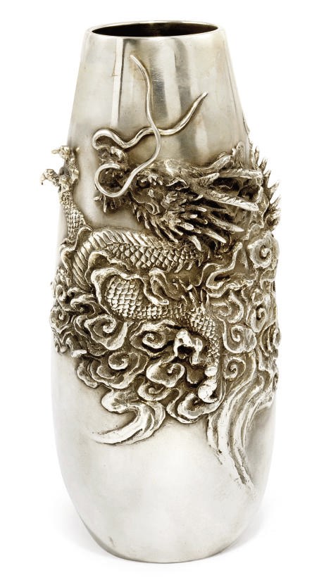 A JAPANESE SILVER VASE, SEALED