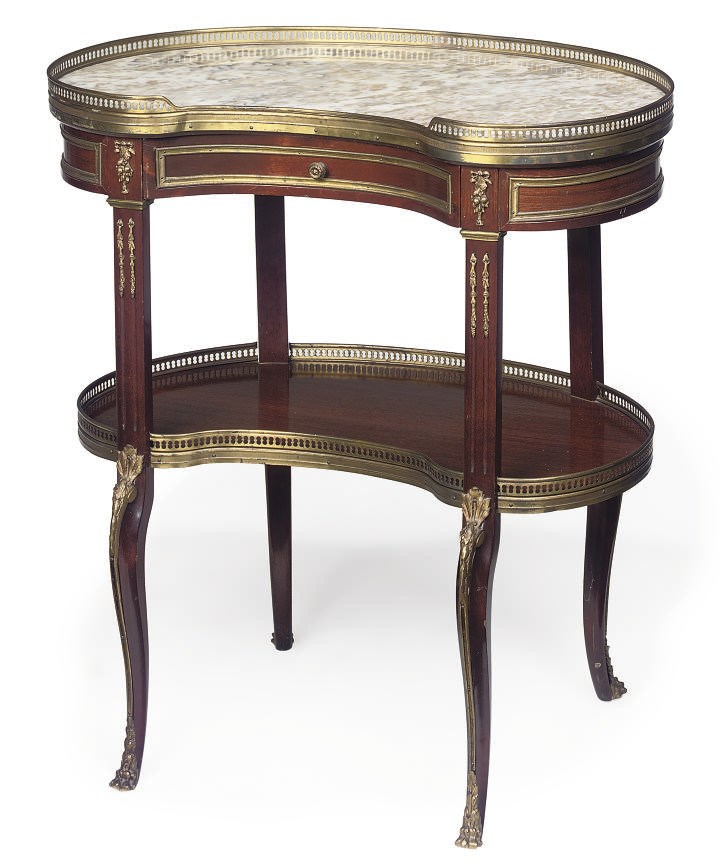 A GILT-METAL MAHOGANY TABLE AMBULANTE