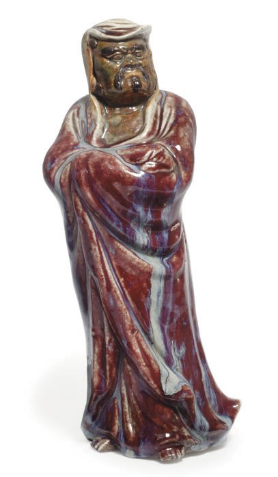 A Chinese flambe glazed model of Bodhidharma