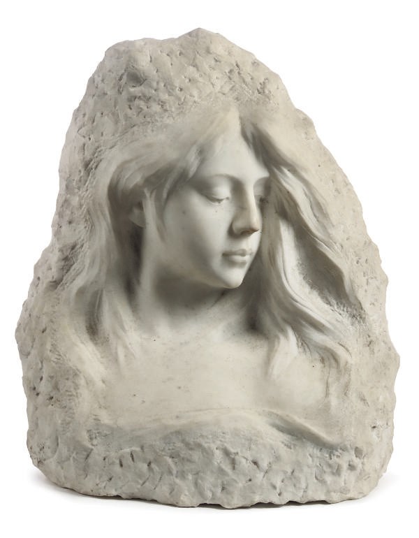 AN ITALIAN WHITE MARBLE BUST OF A WOMAN