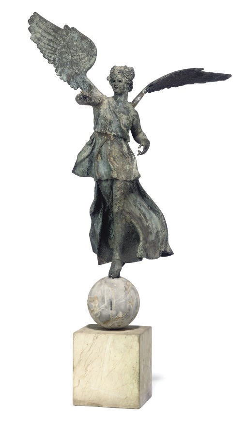 AN ITALIAN BRONZE FIGURE OF VICTORY OF SAMOTHRACE