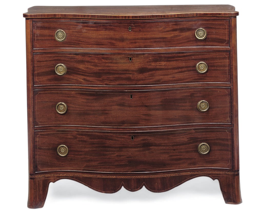 A GEORGE IV MAHOGANY AND INLAID CHEST