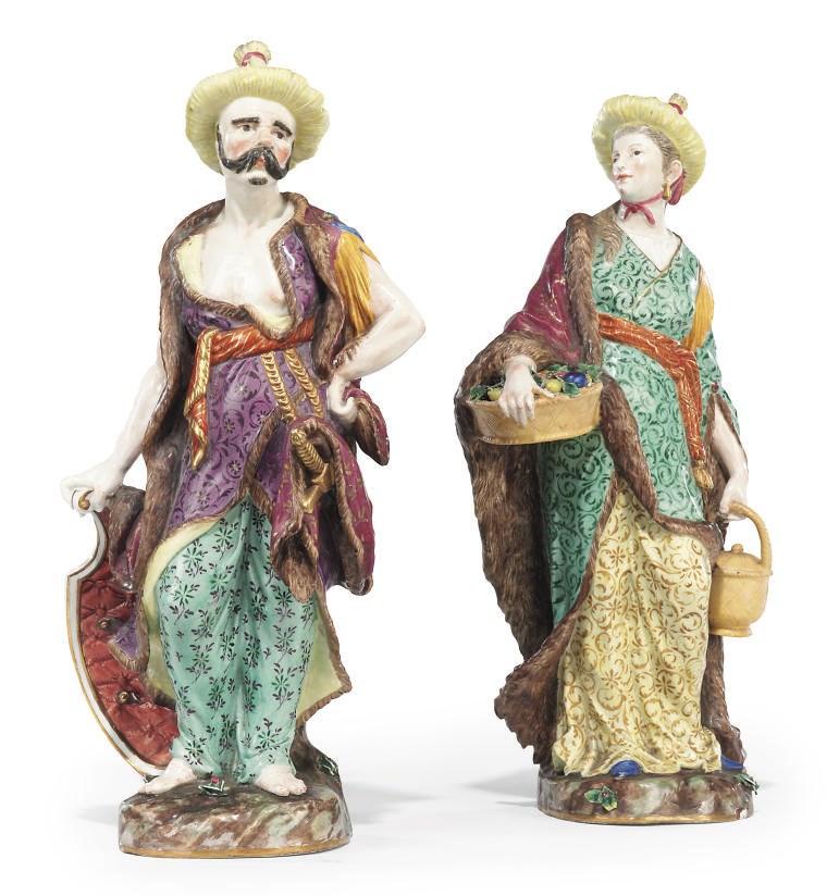 A PAIR OF MEISSEN MALABAR FIGURES