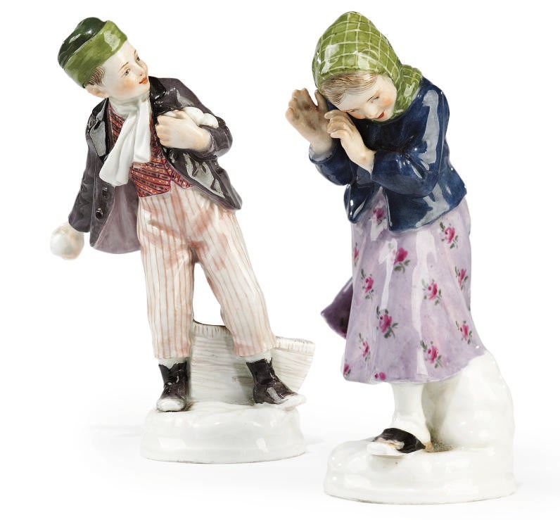 A PAIR OF MEISSEN PORCELAIN FIGURES OF CHILDREN