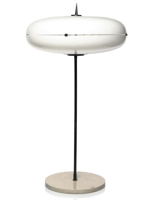 A STILNOVO ENAMELLED STEEL AND ACRYLIC TABLE LAMP