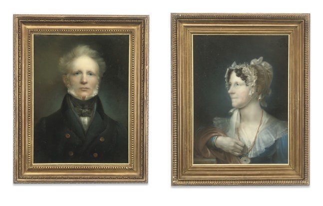 A PAIR OF PASTEL PORTAITS OF MR AND MRS J BACON
