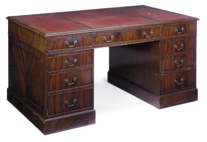 A MAHOGANY PEDESTAL DESK