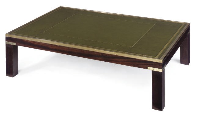 A MAHOGANY AND BRASS MOUNTED OCCASIONAL LOW TABLE