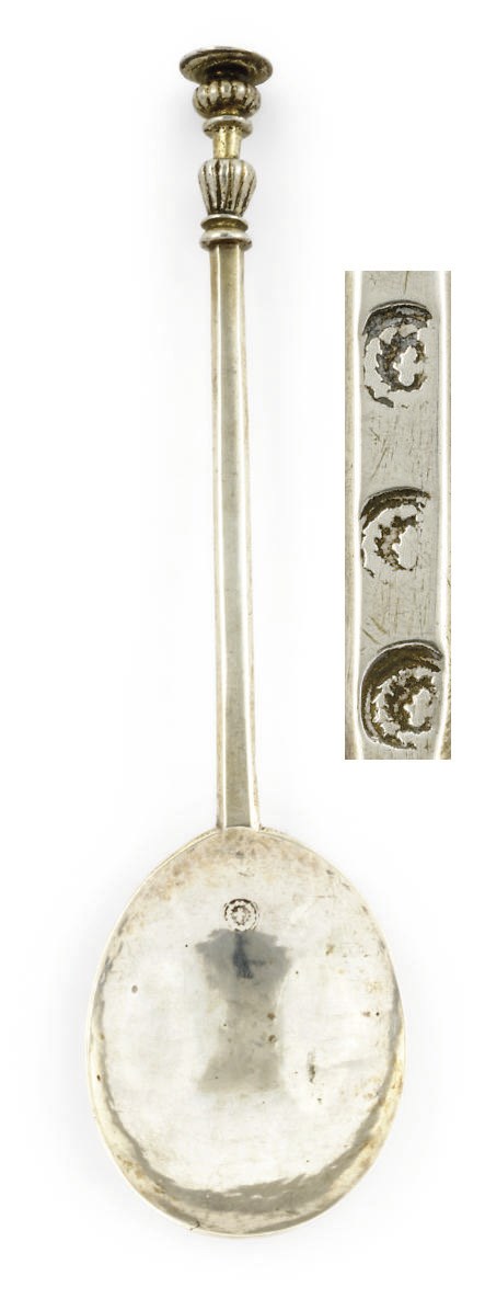 A COMMONWEALTH PROVINCIAL PARCEL-GILT SILVER SEAL-TOP SPOON