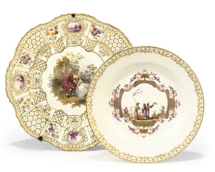TWO MEISSEN PLATES