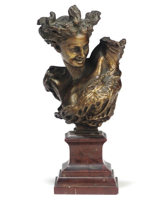 A FRENCH BRONZE BUST OF A WOMAN