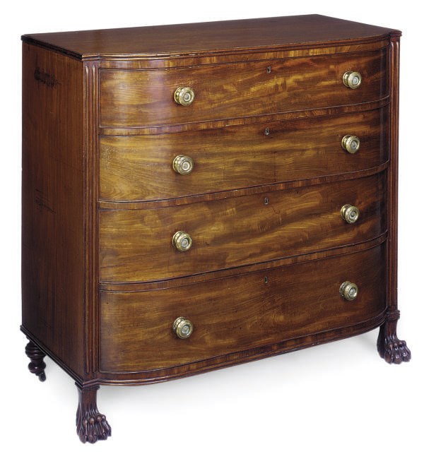 A REGENCY MAHOGANY BOWFRONT CHEST