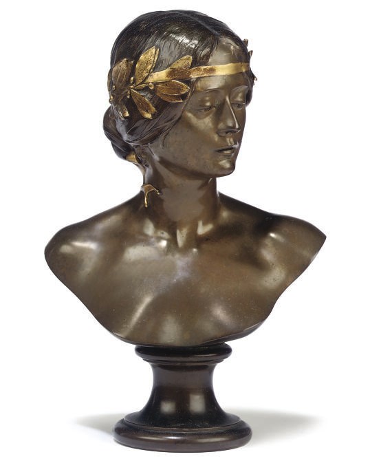 A FRENCH BRONZE BUST OF WOMAN