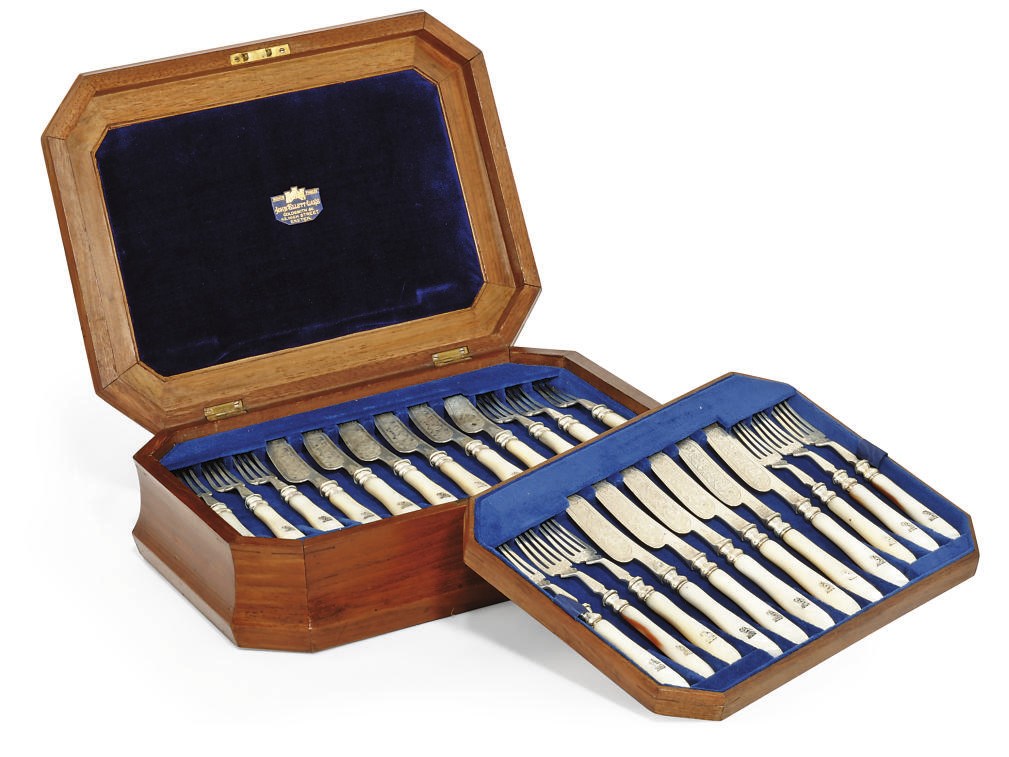 TWELVE PAIRS OF VICTORIAN SILVER FISH KNIVES AND FORKS