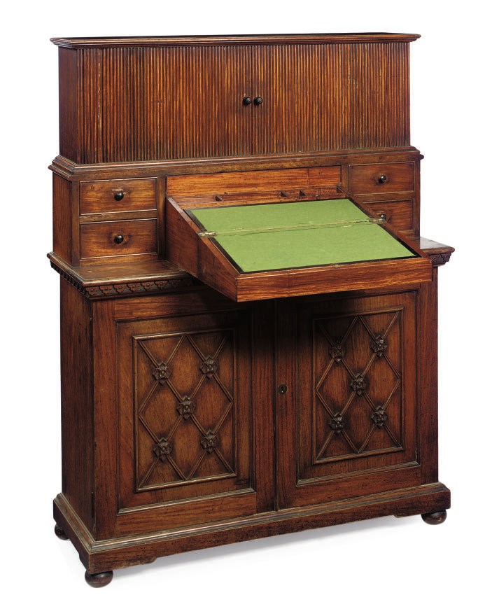 A REGENCY PADOUK SIDE CABINET