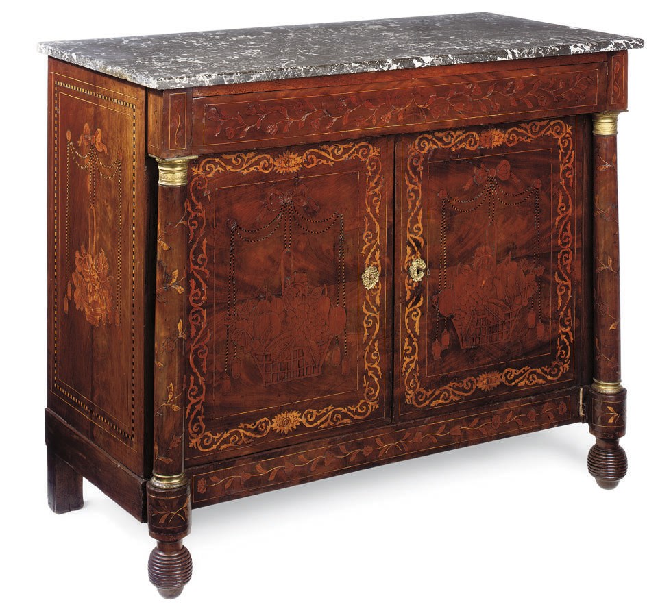 A DUTCH MAHAOGANY AND MARQUETRY CHEST