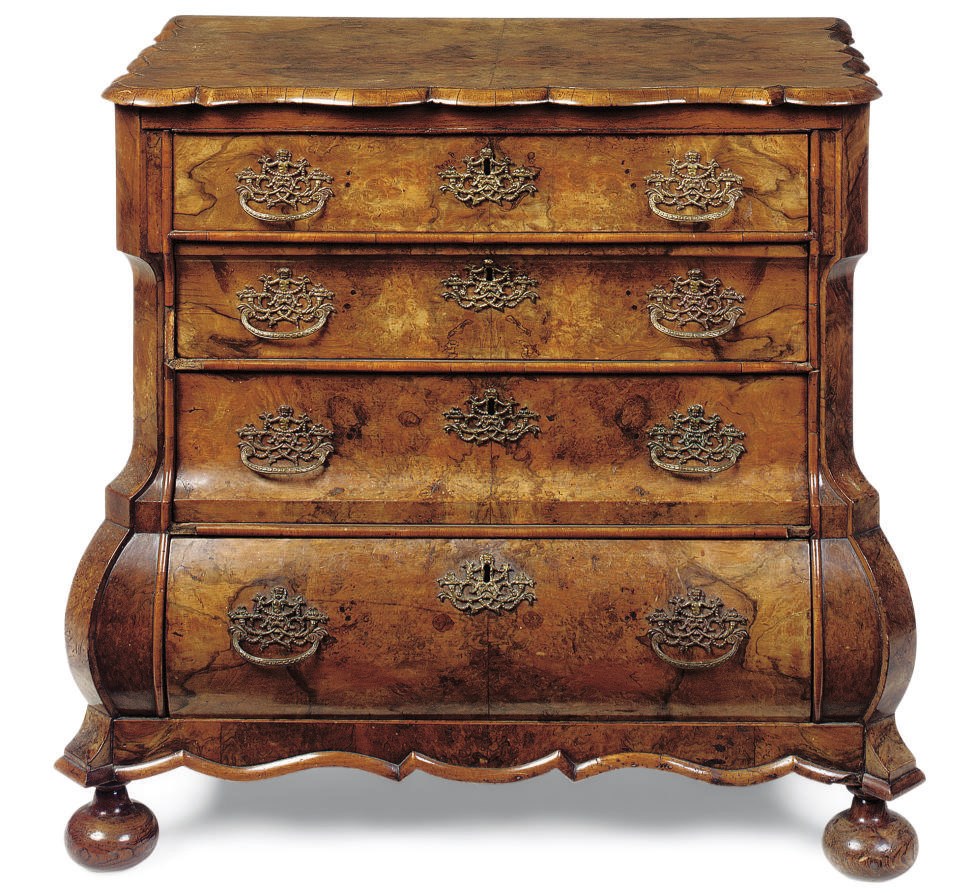 A DUTCH WALNUT COMMODE
