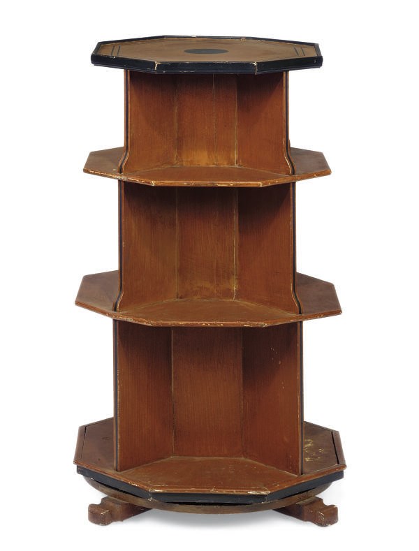 A LATE VICTORIAN PAINTED OCTAGONAL REVOLVING BOOKCASE