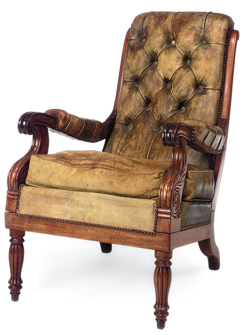 A VICTORIAN MAHOGANY RECLINING ARMCHAIR