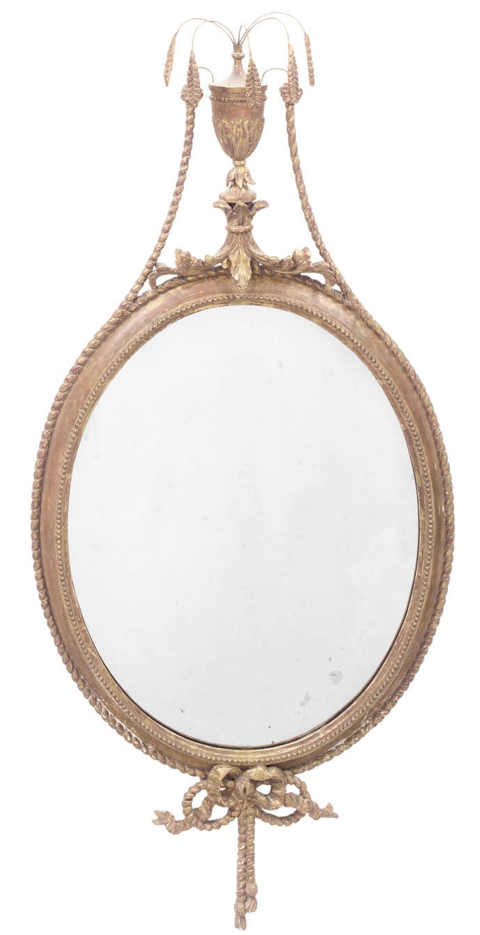 A GEORGE III GILTWOOD OVAL MIRROR