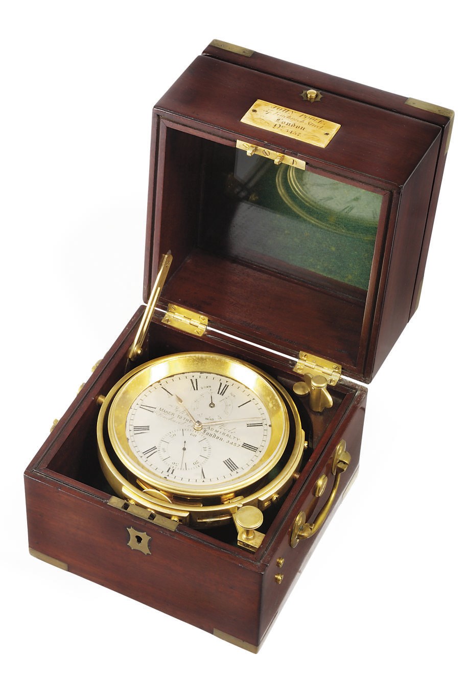 A VICTORIAN BRASS-BOUND MAHOGANY TWO DAY CHRONOMETER