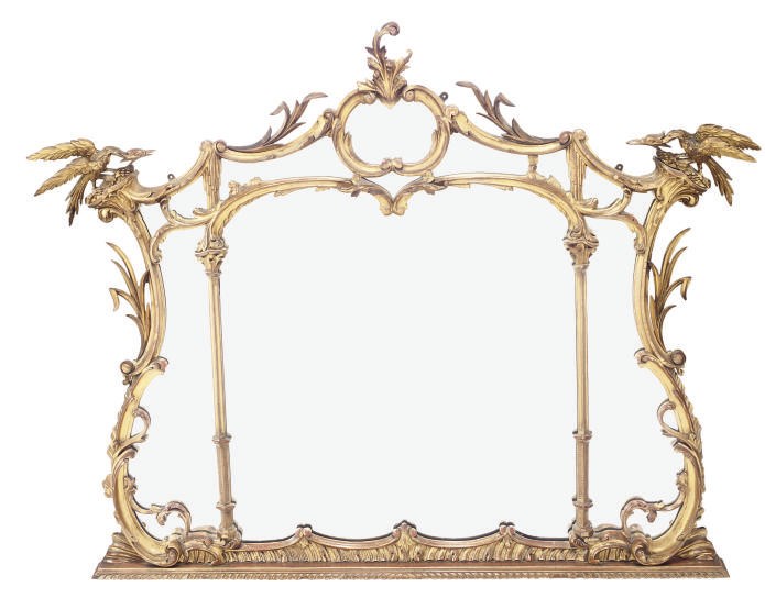 A GILTWOOD OVERMANTEL MIRROR