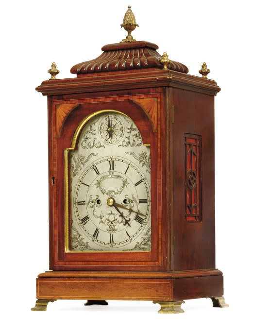 A LARGE EDWARDIAN MAHOGANY STRIKING EIGHT DAY TABLE CLOCK