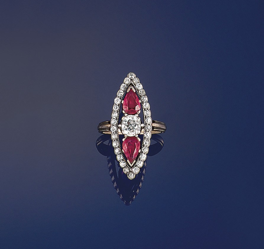 A 19th century ruby and diamond ring