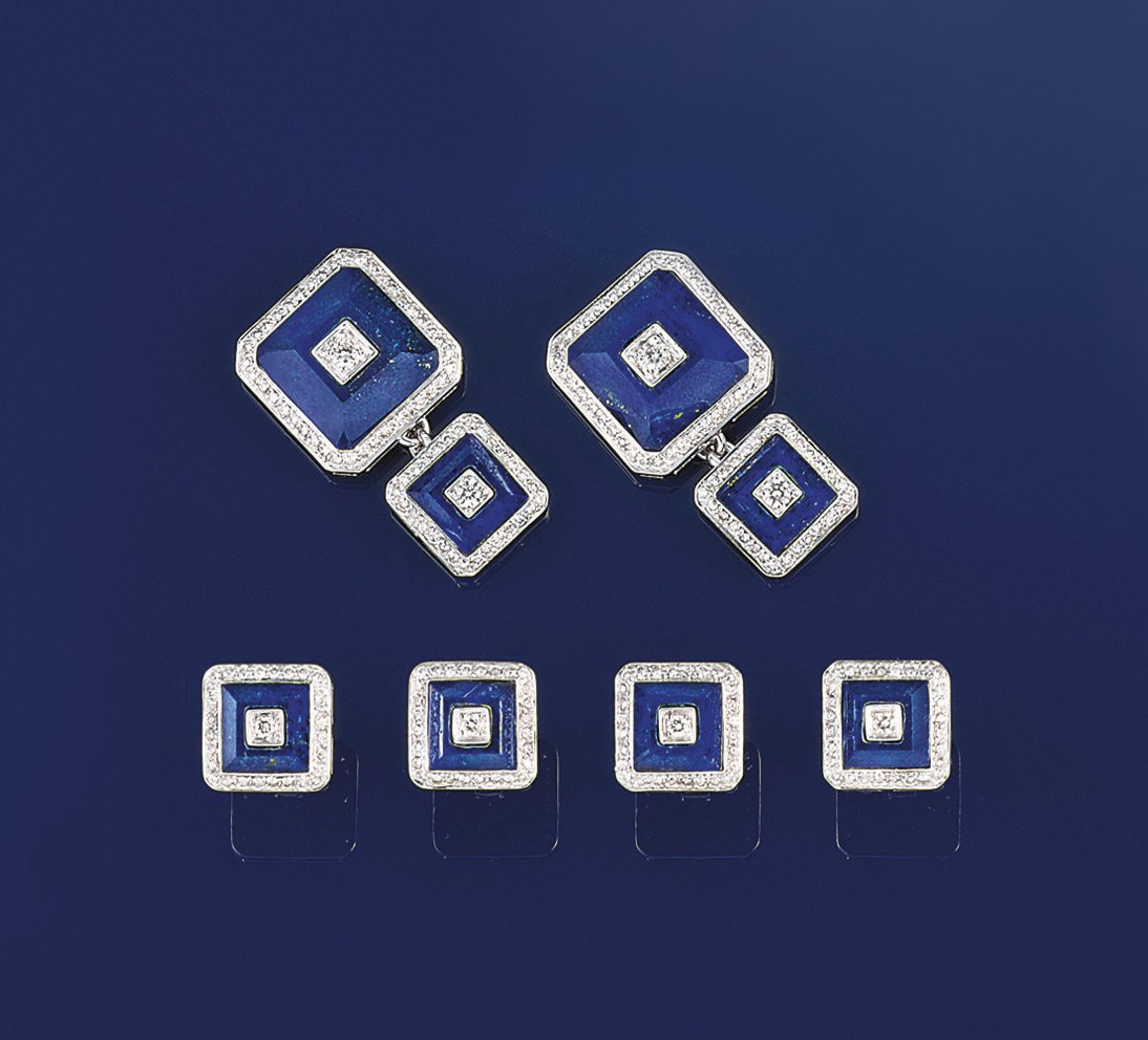 A lapiz lazuli and diamond dress set