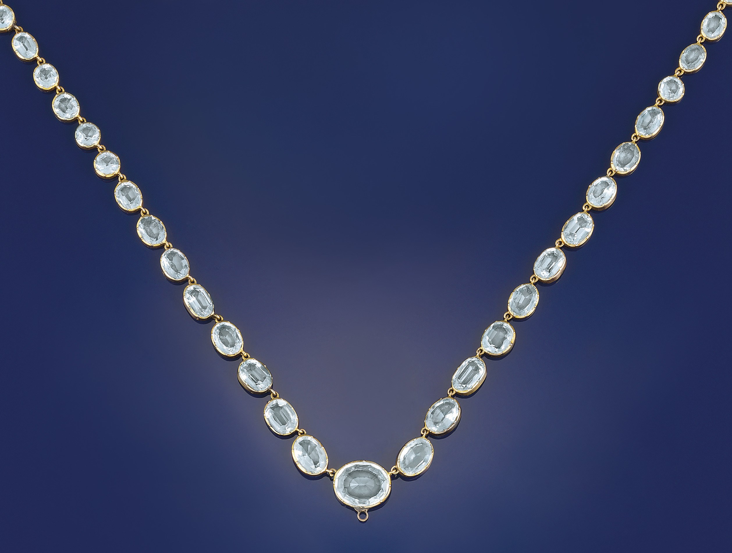 A mid 19th century aquamarine necklace