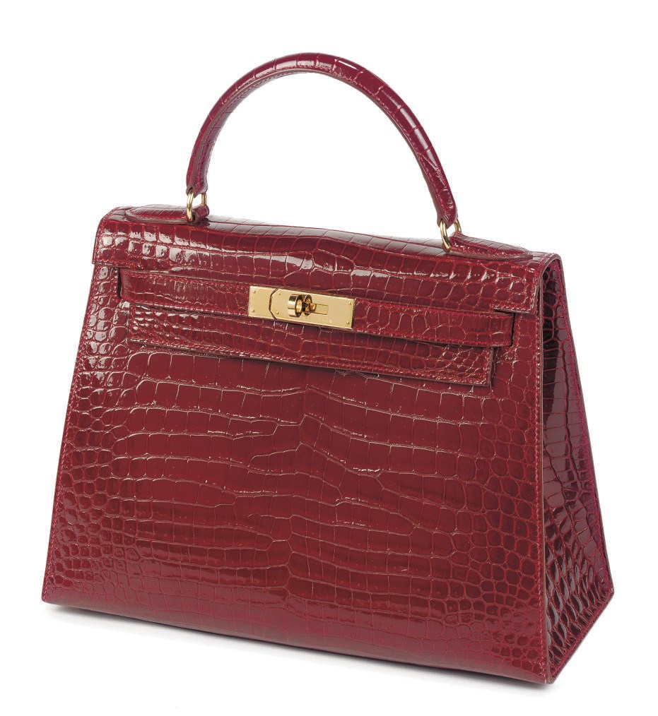 A ROUGE BRAISE CROCODILE KELLY BAG
