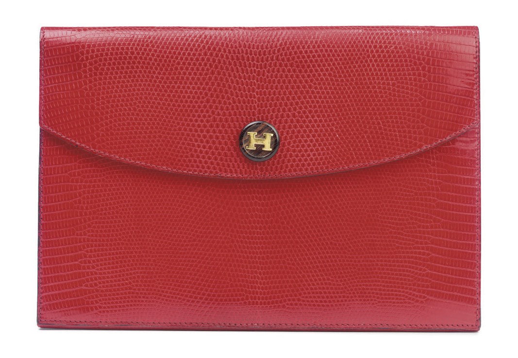 A CHERRY RED LIZARD RIO POCHETTE